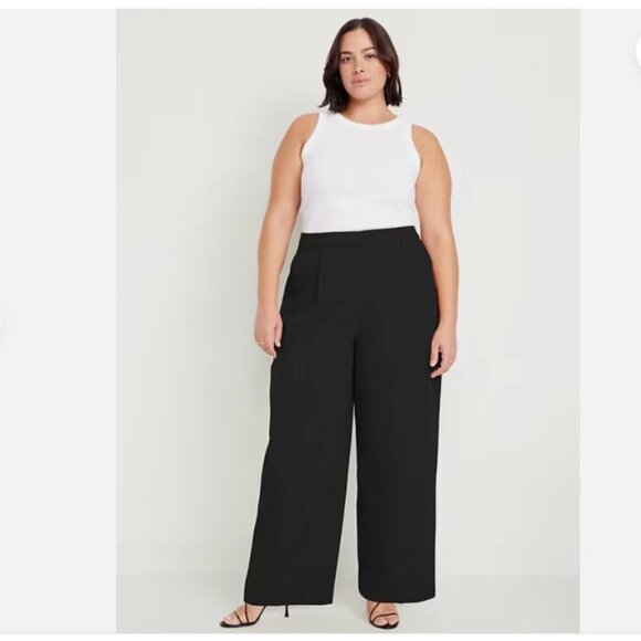 Old Navy Extra High-Waisted Poplin Super Wide-Leg Taylor Pants Black 14 $50 NWT - Picture 5 of 13